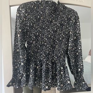 Smocked Long Sleeve Floral Top - Size Small